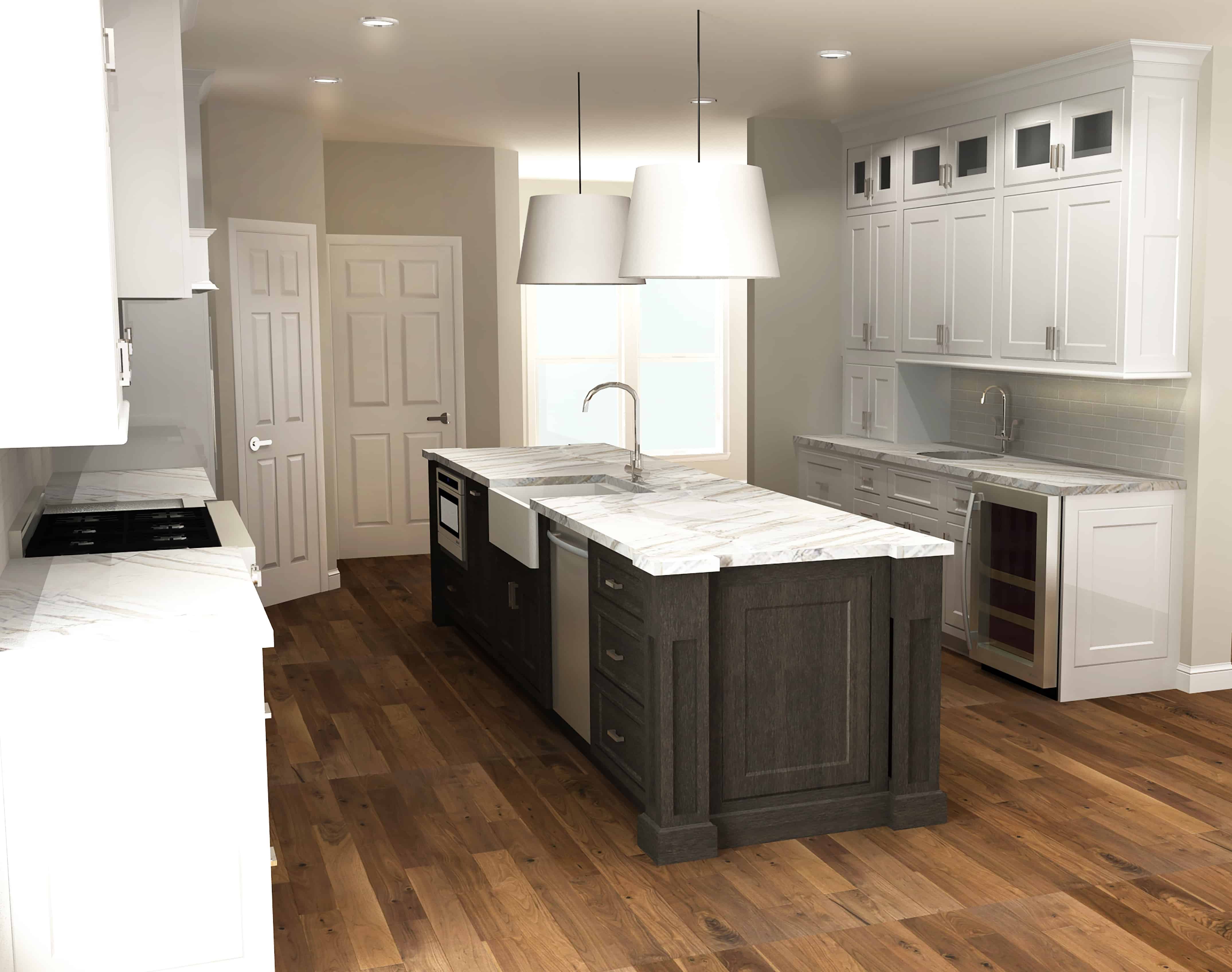 Kitchen design rendering for kitchen remodeling project in Northbrook, IL