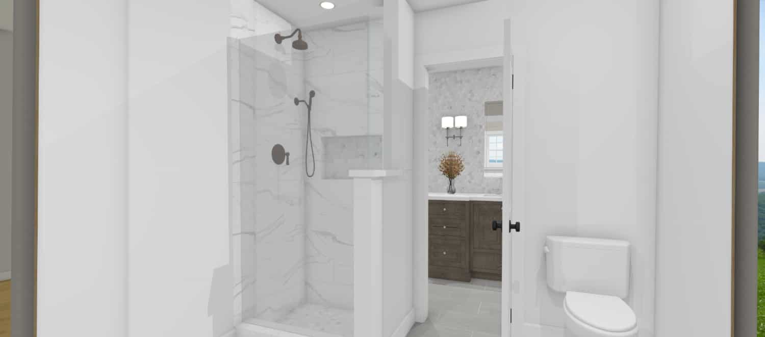 3D drawing of bathroom design concept for Northbrook remodeling project