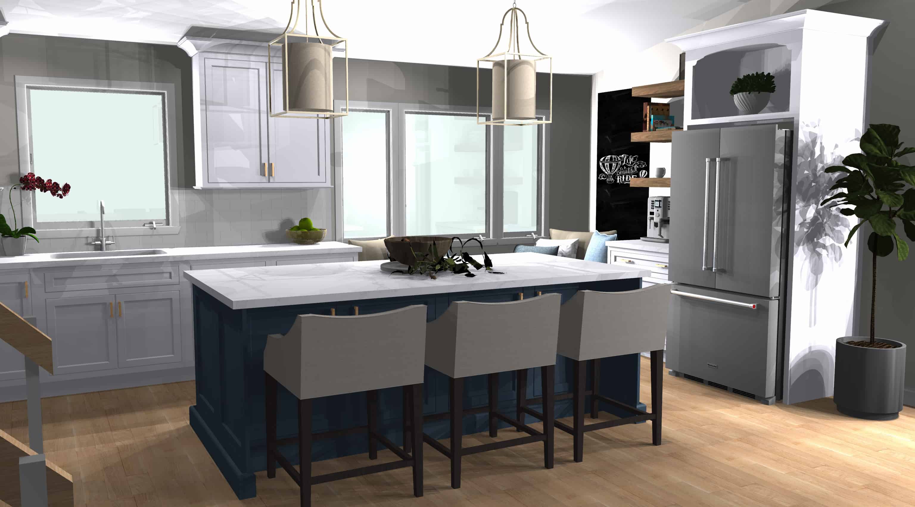 3D drawing of new kitchen design concept