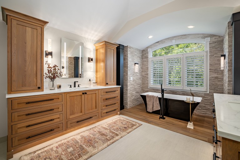 Amish bathroom vanity installed in Barrington