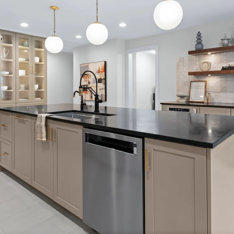 Oversized kitchen island installed in recent Park Ridge kitchen renovation.
